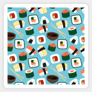 Kawaii sushi rolls pattern Japanese foodie Sticker